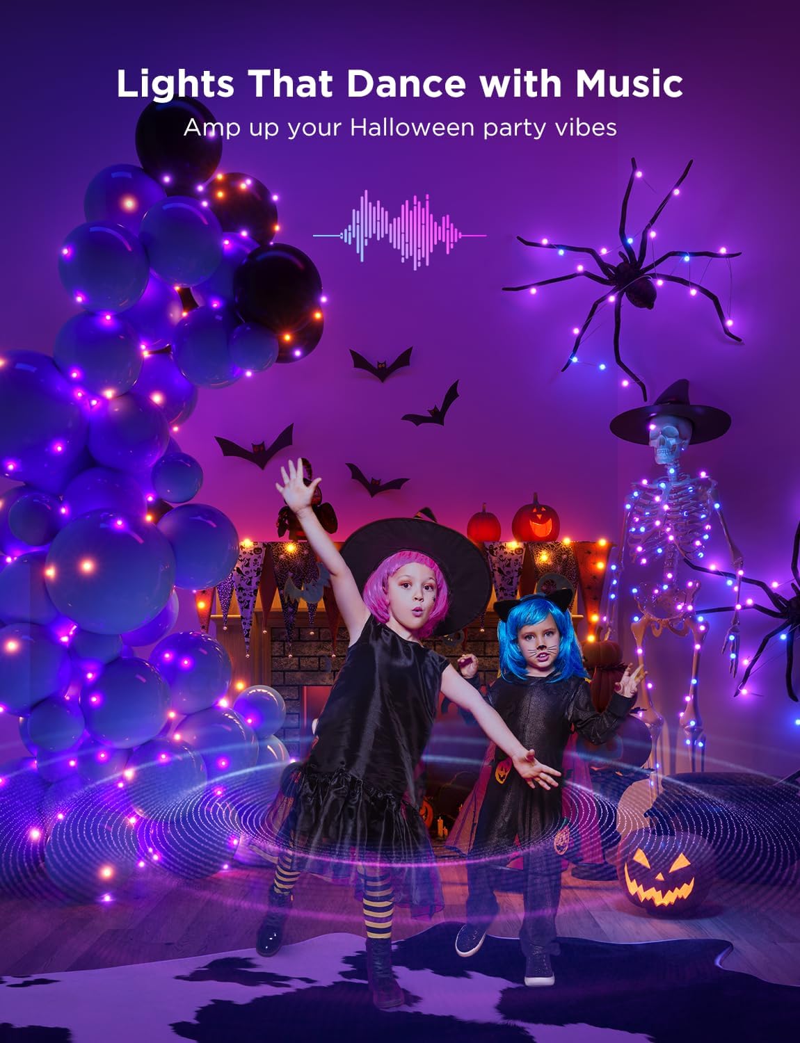 Govee Christmas Lights 66ft, Smart RGBIC Halloween Lights App-Controlled, 99+ Scene Modes, IP65 Waterproof, Sync with Music, Works with Alexa, String Lights for Christmas Halloween Decorations