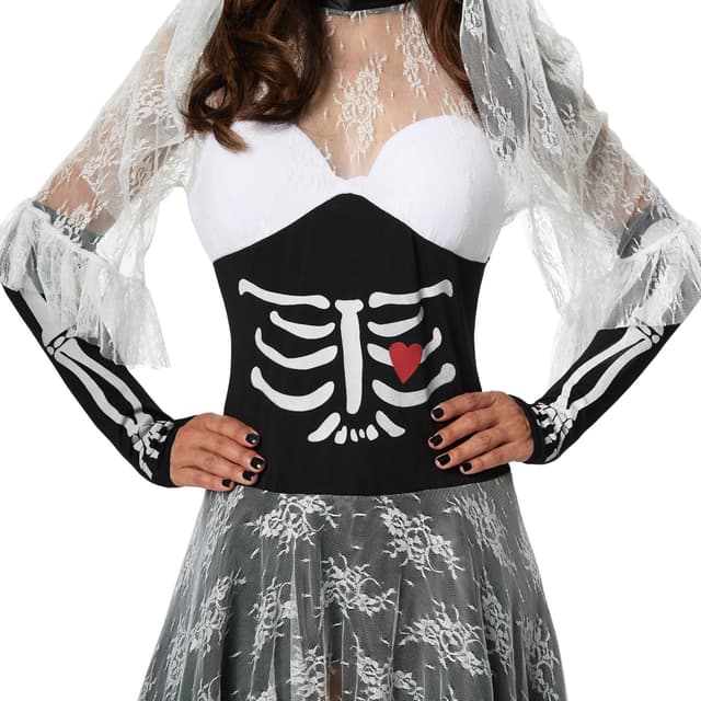 Halloween skelet-brud kostume