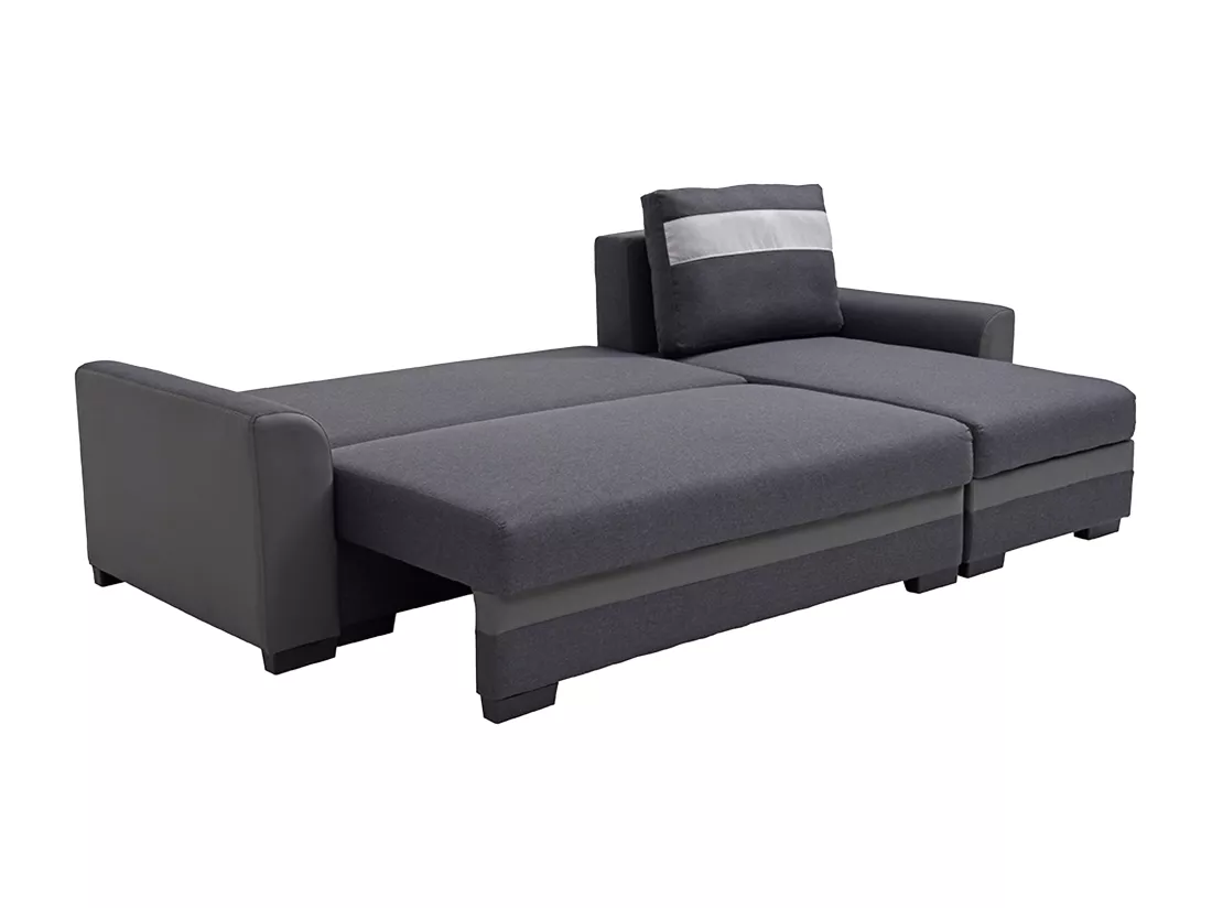 Canapé d'angle réversible et convertible en tissu et simili anthracite GIANY II
