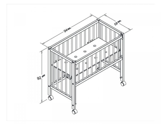 TISSI - Lit bébé à barreaux cododo maxi boxspring en hêtre massif na...