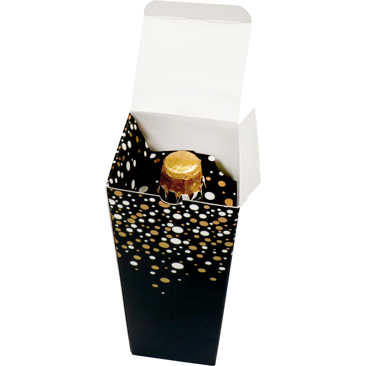 Flesdoos, Party Spot-On, golfkarton, 1 fles, 93x93x330mm, zwart/wit/goud