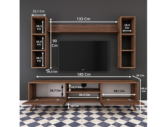 CONCEPT1 - Meuble TV M5 - 240 Noyer 180 x 48,6 x 35