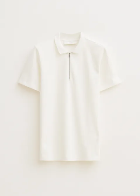 Polo met rits off-white (WIT.O)