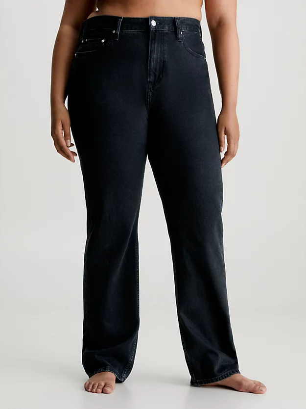 Calça jeans reta de cintura alta