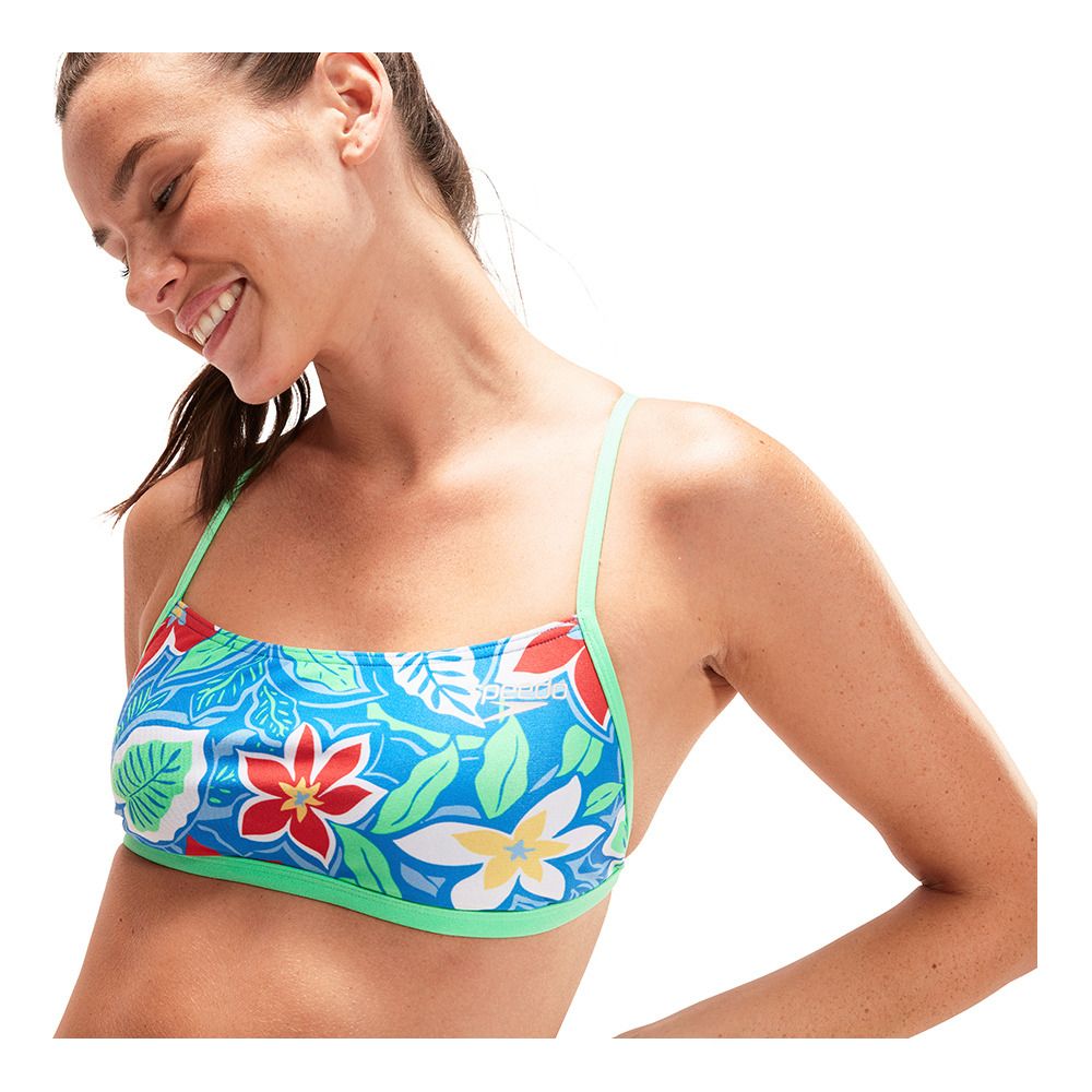 Speedo ECO+ ALLOVER XB CROPTOP - Haut de maillot Femme bluegreen