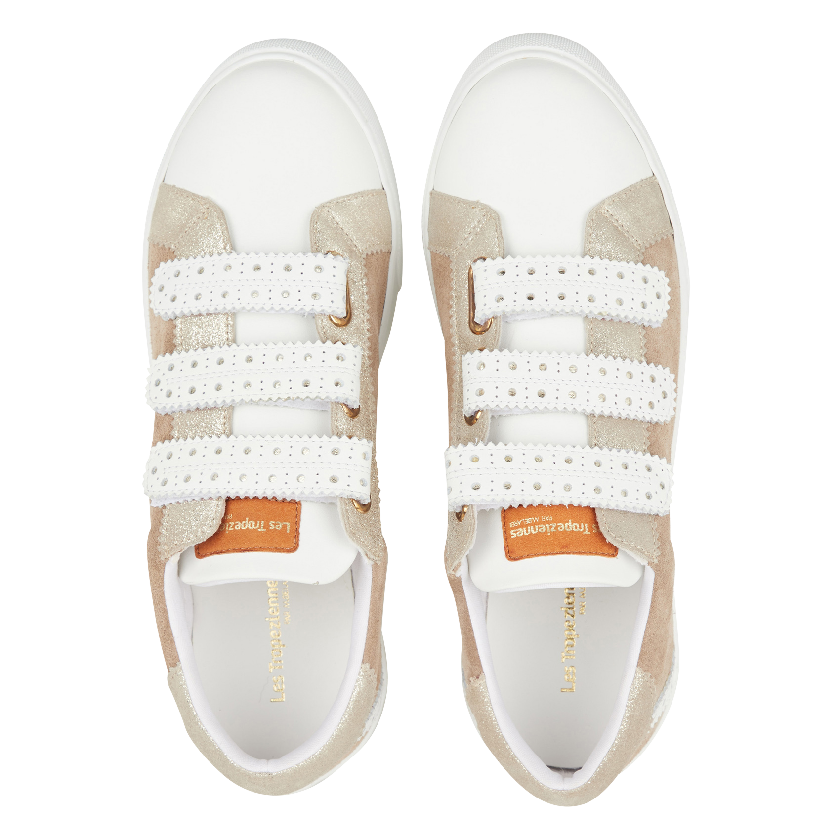 SUZAK - Baskets basses en cuir velours | Beige