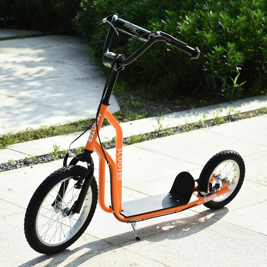 HOMCOM Kinderroller mit Handbremse orange