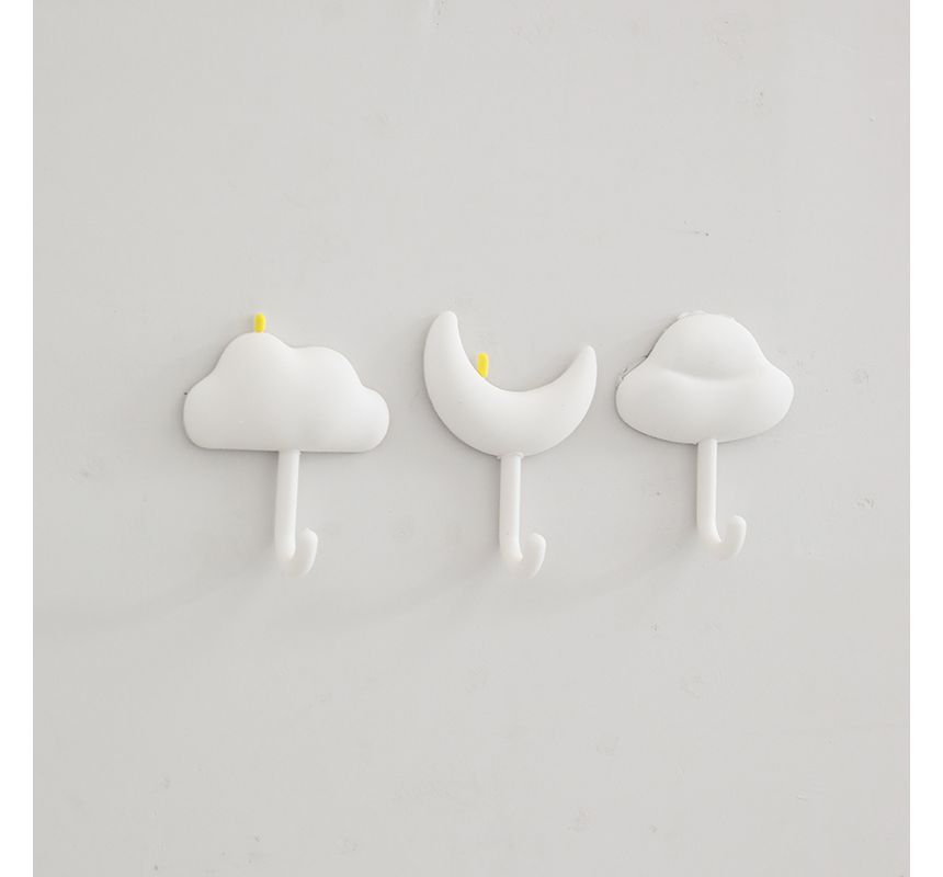 Baburu - Set van 3: Maan/wolk plastic kleefhaak (verschillende ontwerpen)