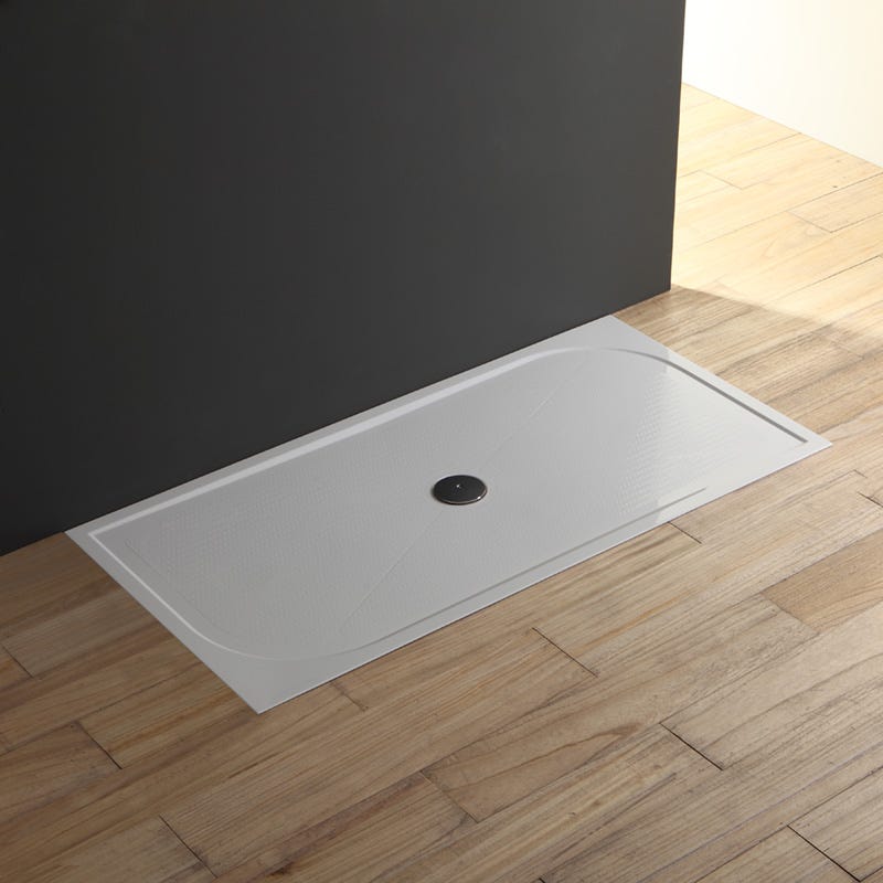 Mineraal gegoten douchebak, wit glanzend glad, 80x140 cm | Klio