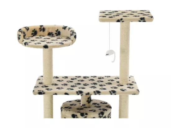 Arbre à chat avec griffoir en sisal 95 cm Beige Motif de pattes
