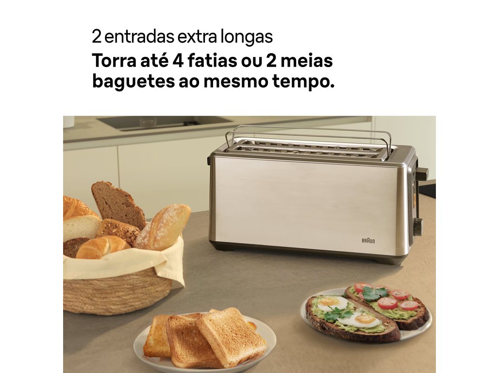 TORRADEIRA 2 FENDAS BRAUN HT5220 INOX