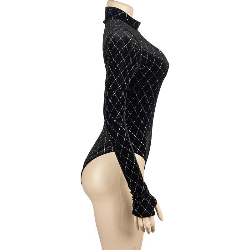 Erodite - Argyle body top met lange mouwen en coltrui