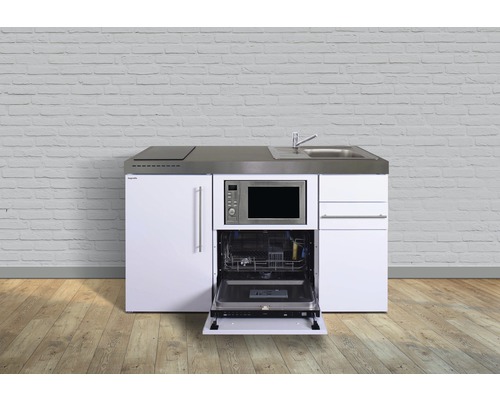 Stengel keukens, enkele keuken met apparatuur, Premiumline, 150 cm, hoogglans wit, voorgemonteerd, rechteruitvoering, 1015078163100