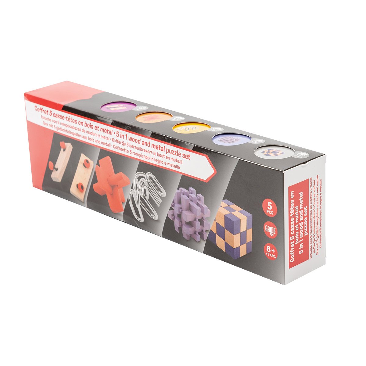 Coffret 5 de casse-têtes en bois et métal