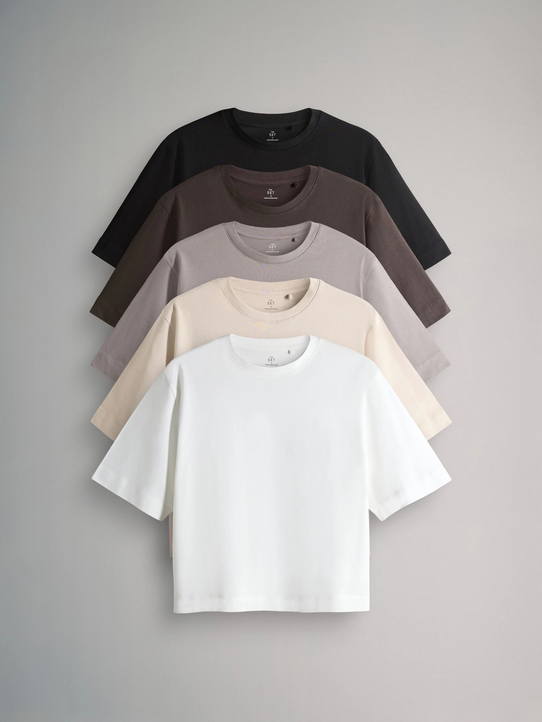 Zwart/Chocoladebruin/Taupebruin/Naturel/Wit - The Set 5 Pack Heavyweight Relaxed Short Sleeve T-Shirts
