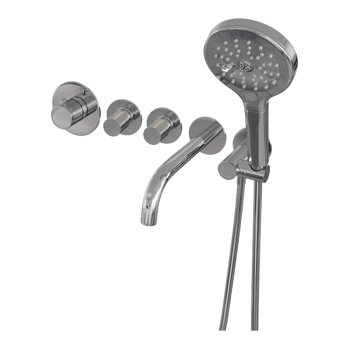Brauer Chrome Carving inbouw badkraan met 3 standen handdouche chroom