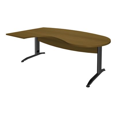 Bureau compact manager retour à gauche IDRA - 200 cm - Pied anthracite - noyer (Pied de renfort obligatoire à rajouter - non inclus)