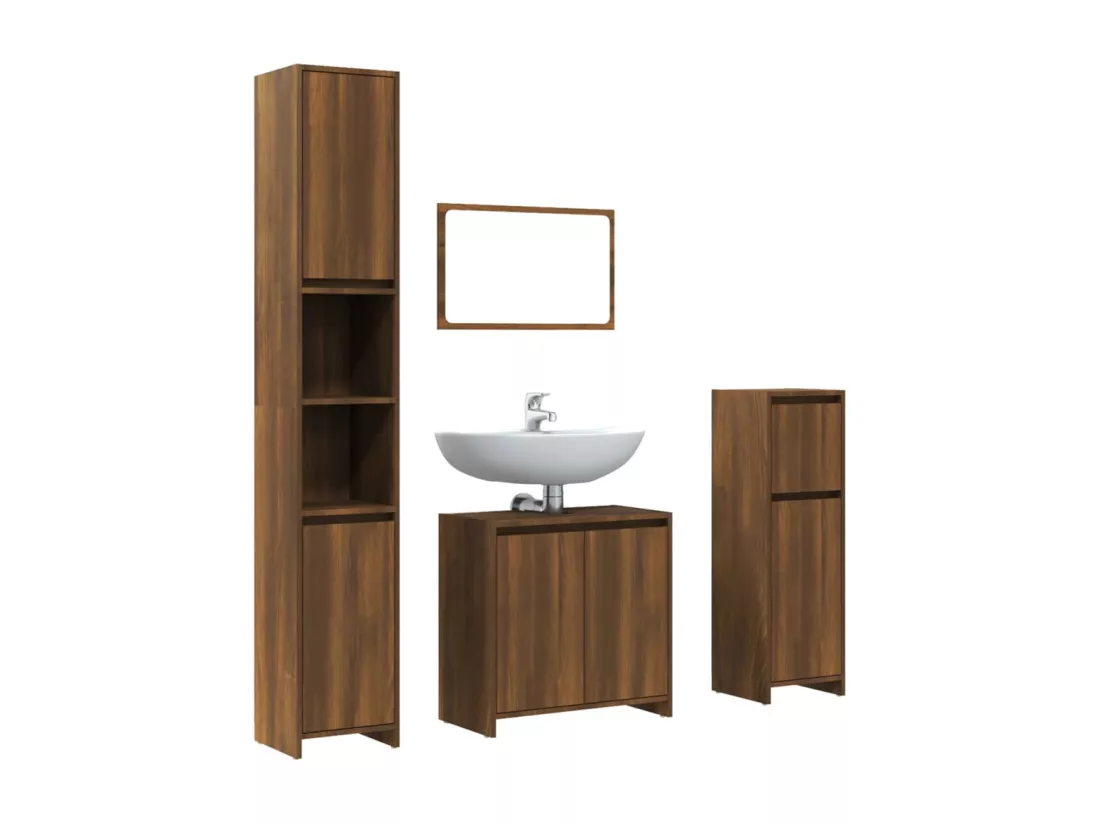 Ensemble de meubles de salle de bain 4 pcs Chêne marron