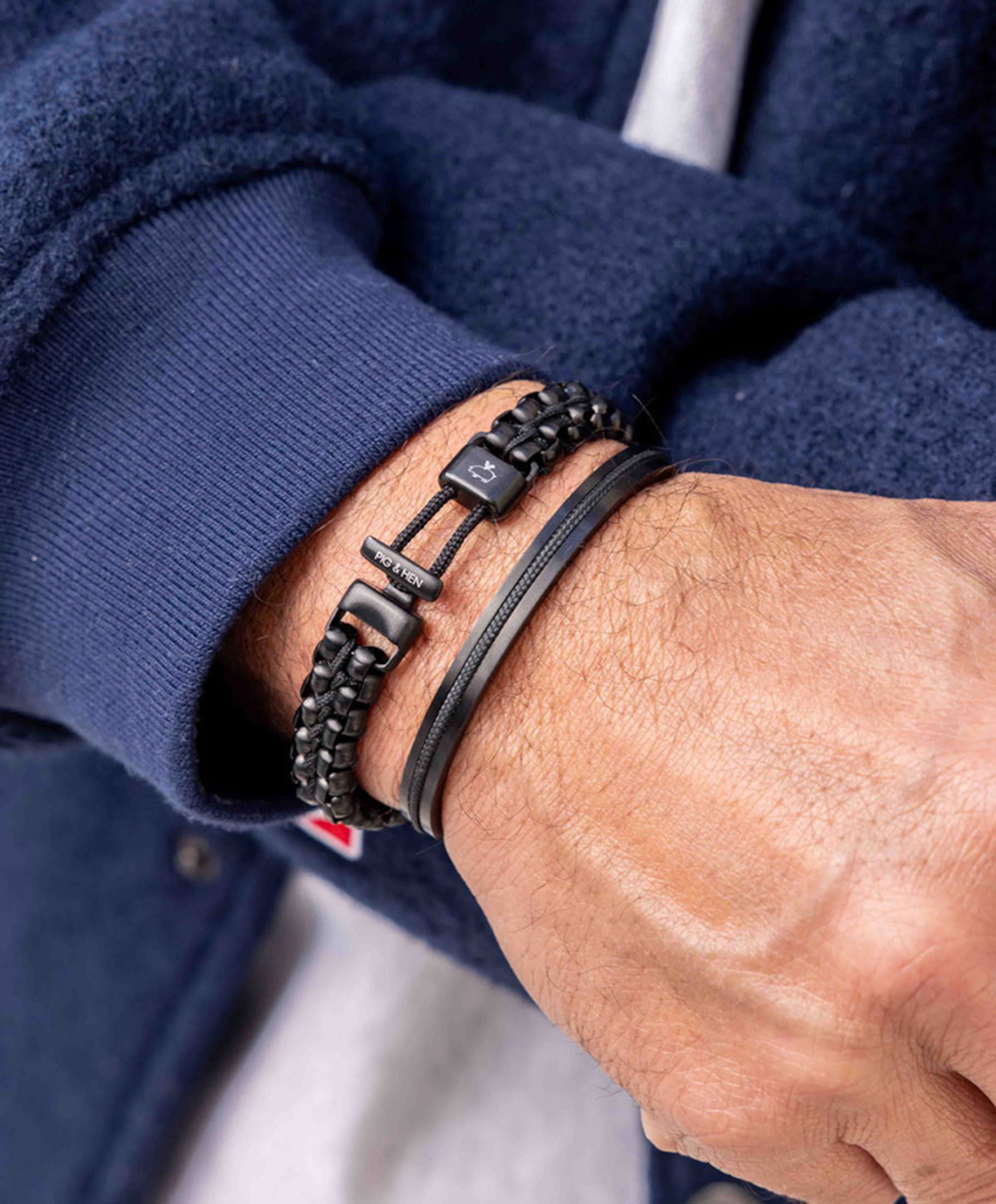 PIG & HEN Heren armband zwart