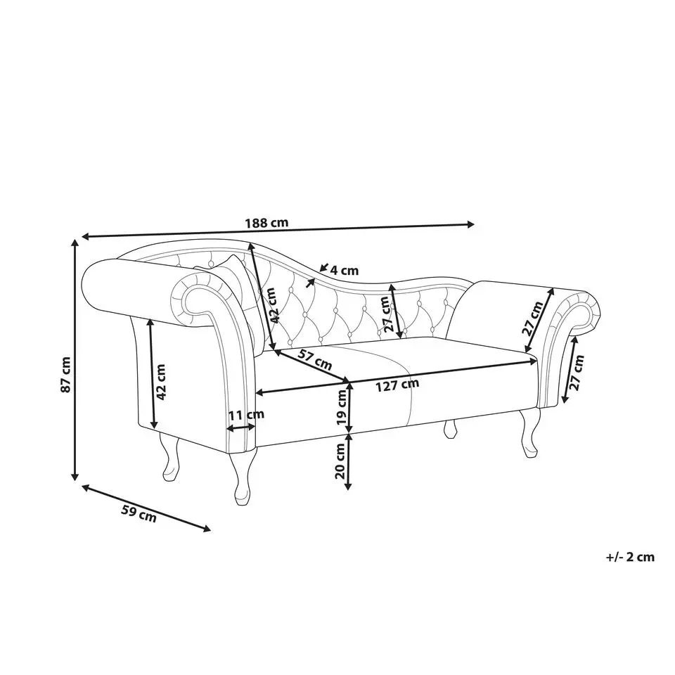 LATTES - Chaise longue - Wit - Linkerzijde - Kunstleer