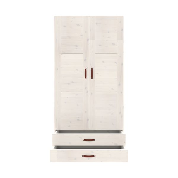 LIFETIME Kidsrooms Kledingkast 2-Deurs - 2 Laden - Tussenwand - White Wash