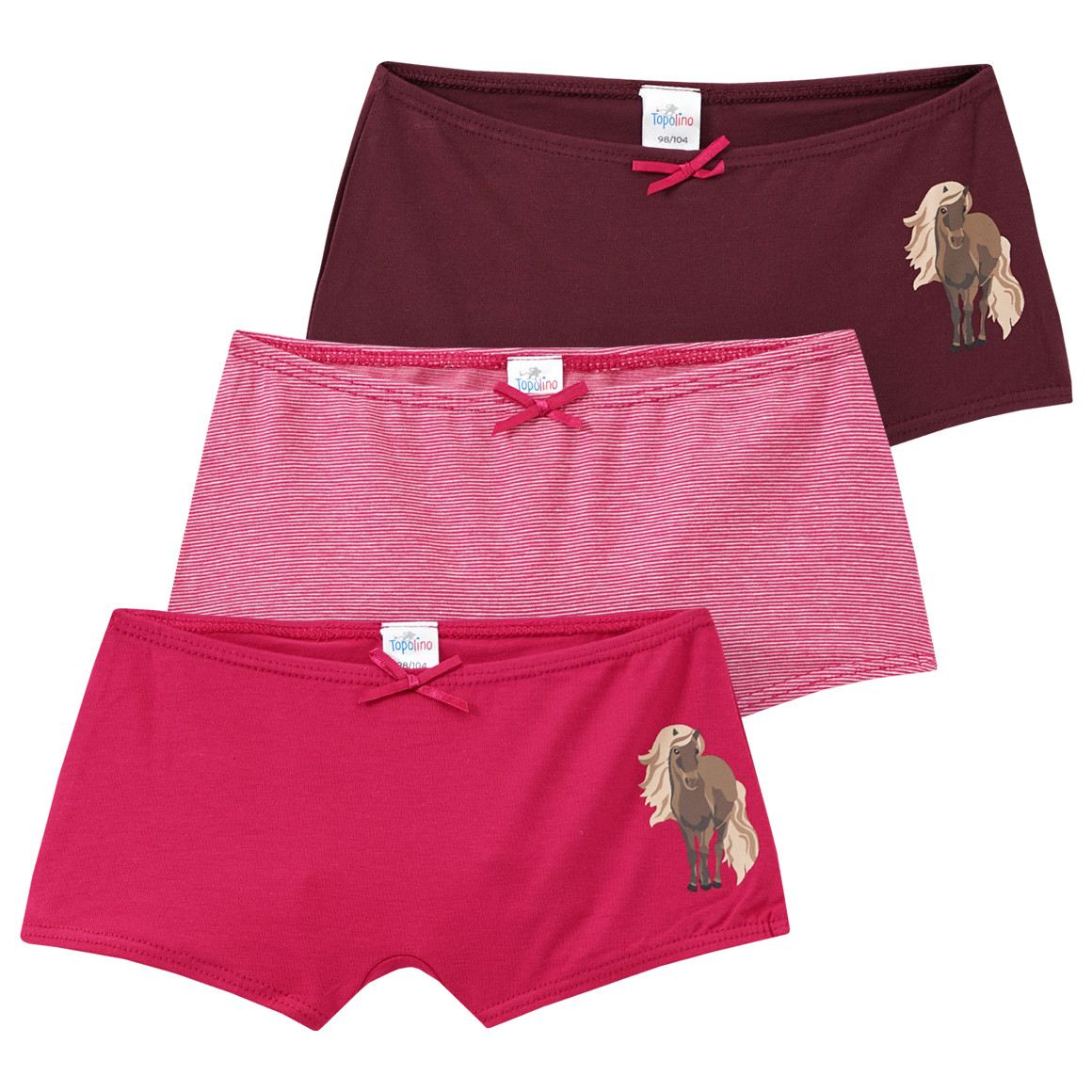 Topolino 3 Mädchen Pantys im Set himbeer / bordeauxrot