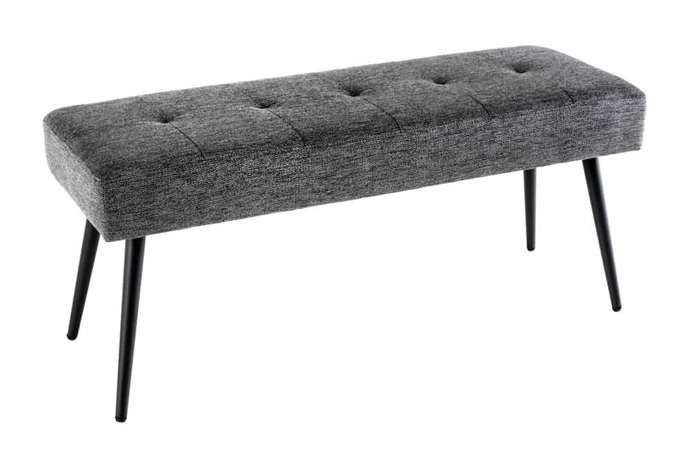 Design Sitzbank BOUTIQUE 100cm grau Strukturstoff schwarze Metallbeine