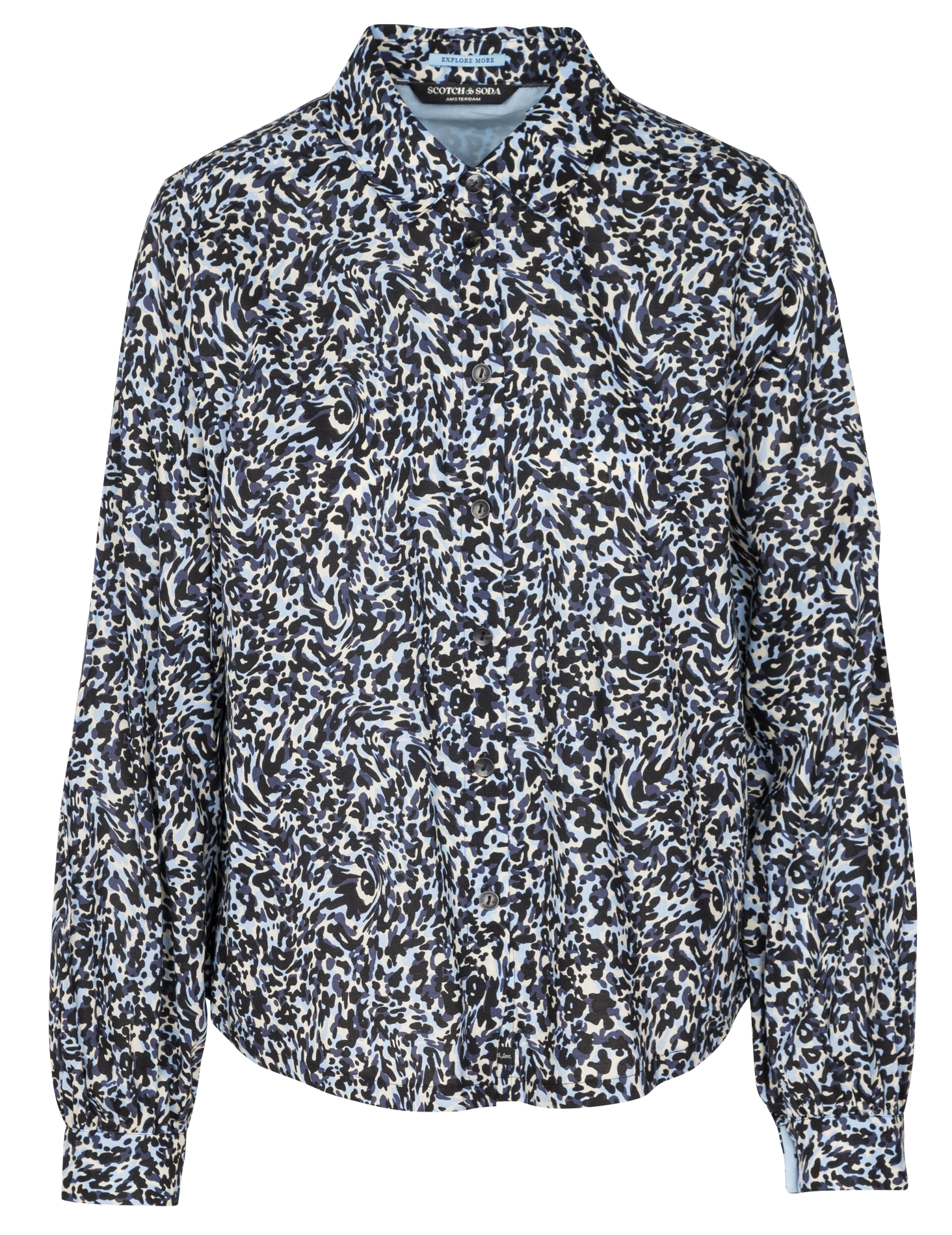 Chemise col classique imprimée en coton bio mélangé| Vert