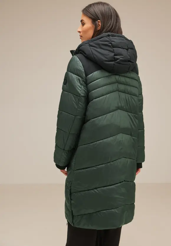Materialmix Wintermantel - dark verdant green