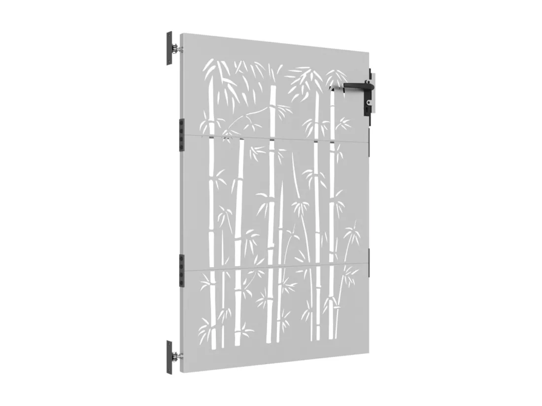 Portail de jardin 85x125 cm acier corten design de bambou