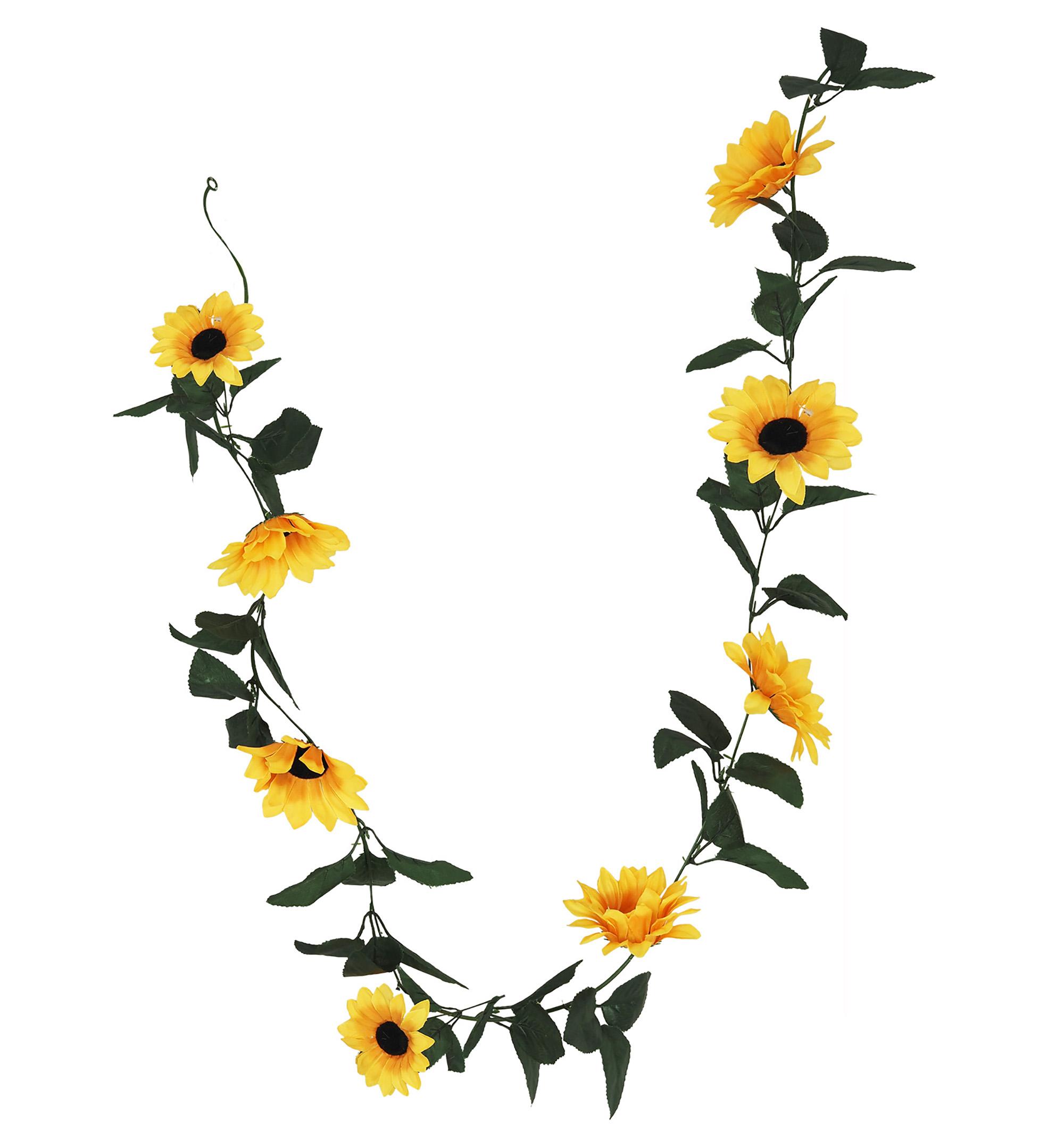 GUIRLANDE TOURNESOL 7 FLEURS H.155CM JAUNE