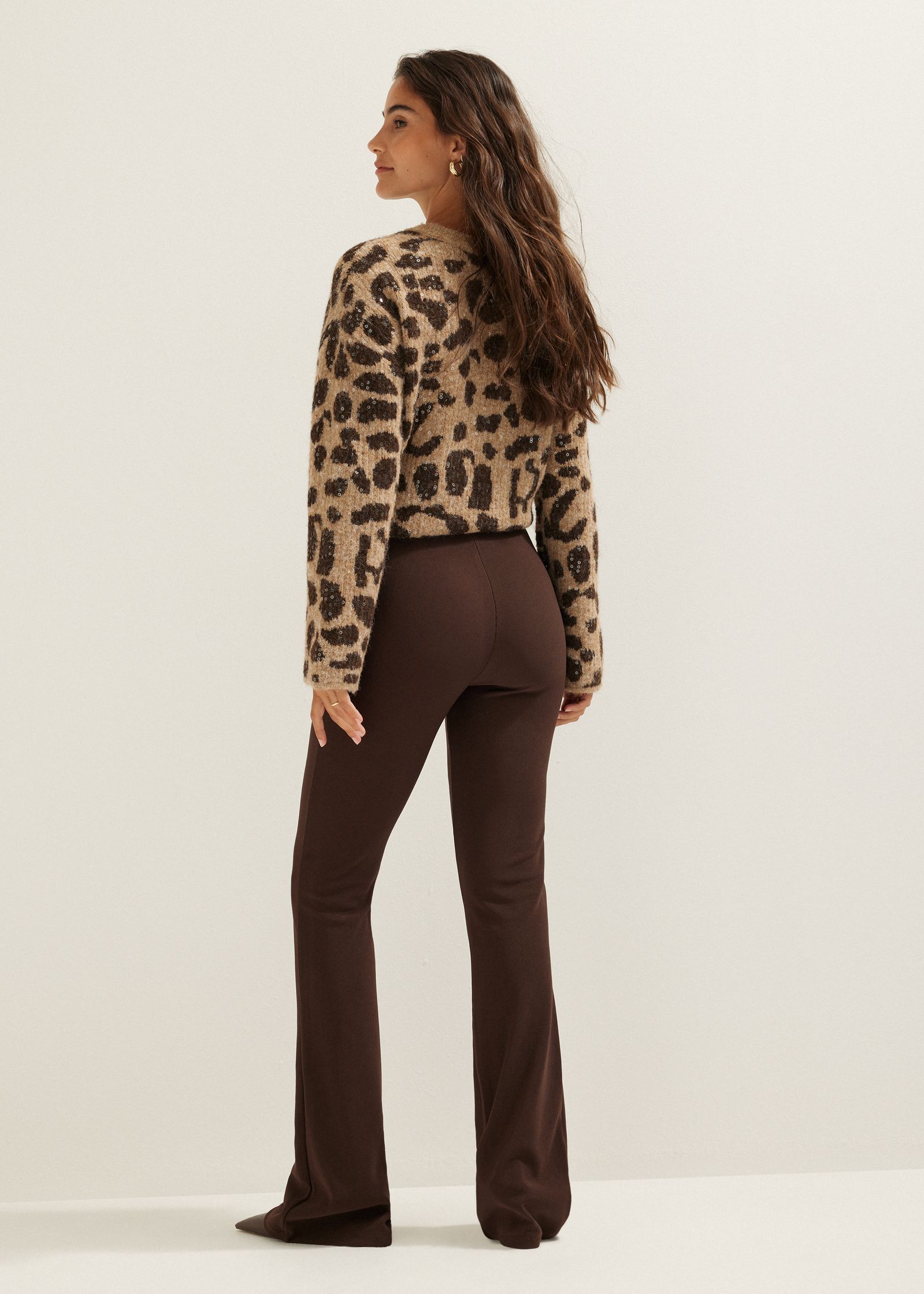 Flared broek met rib