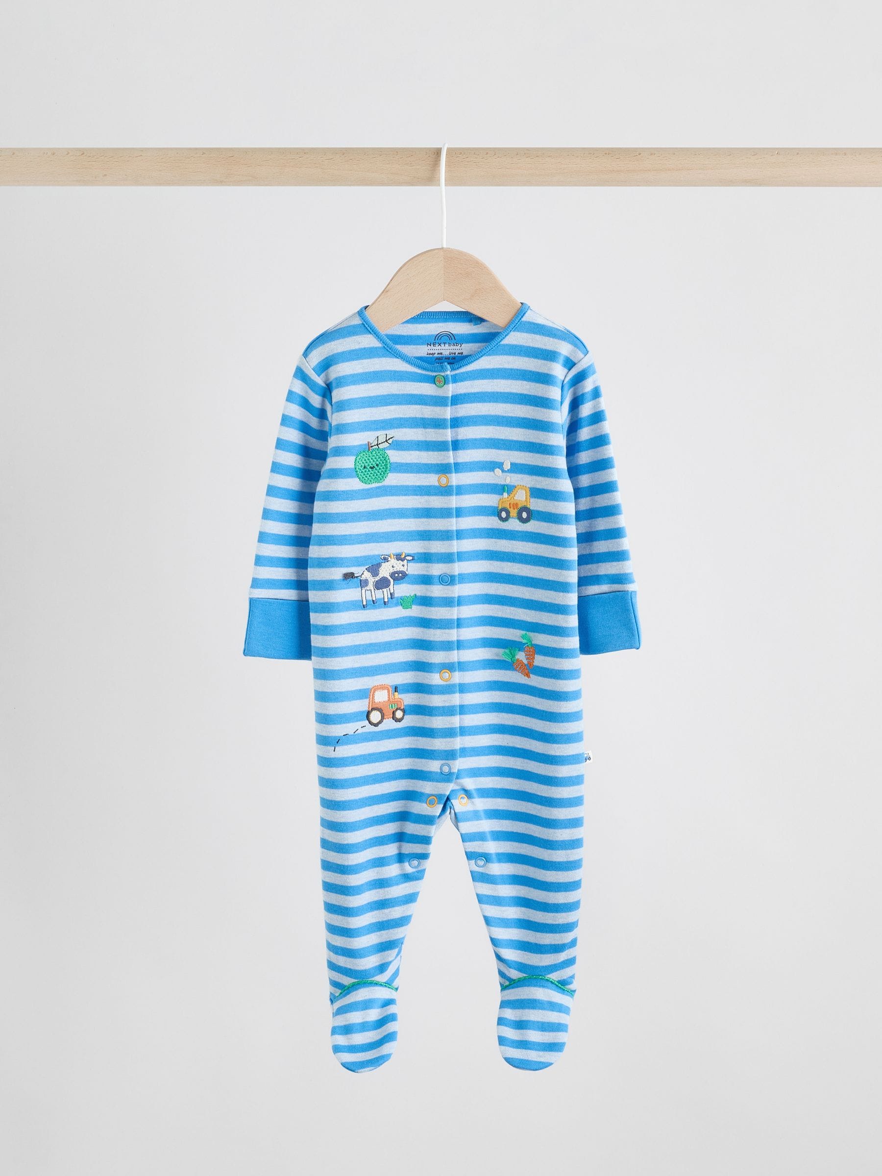 Blauw - Geborduurde babypyjama's 3 stuks (0-2jaar)
