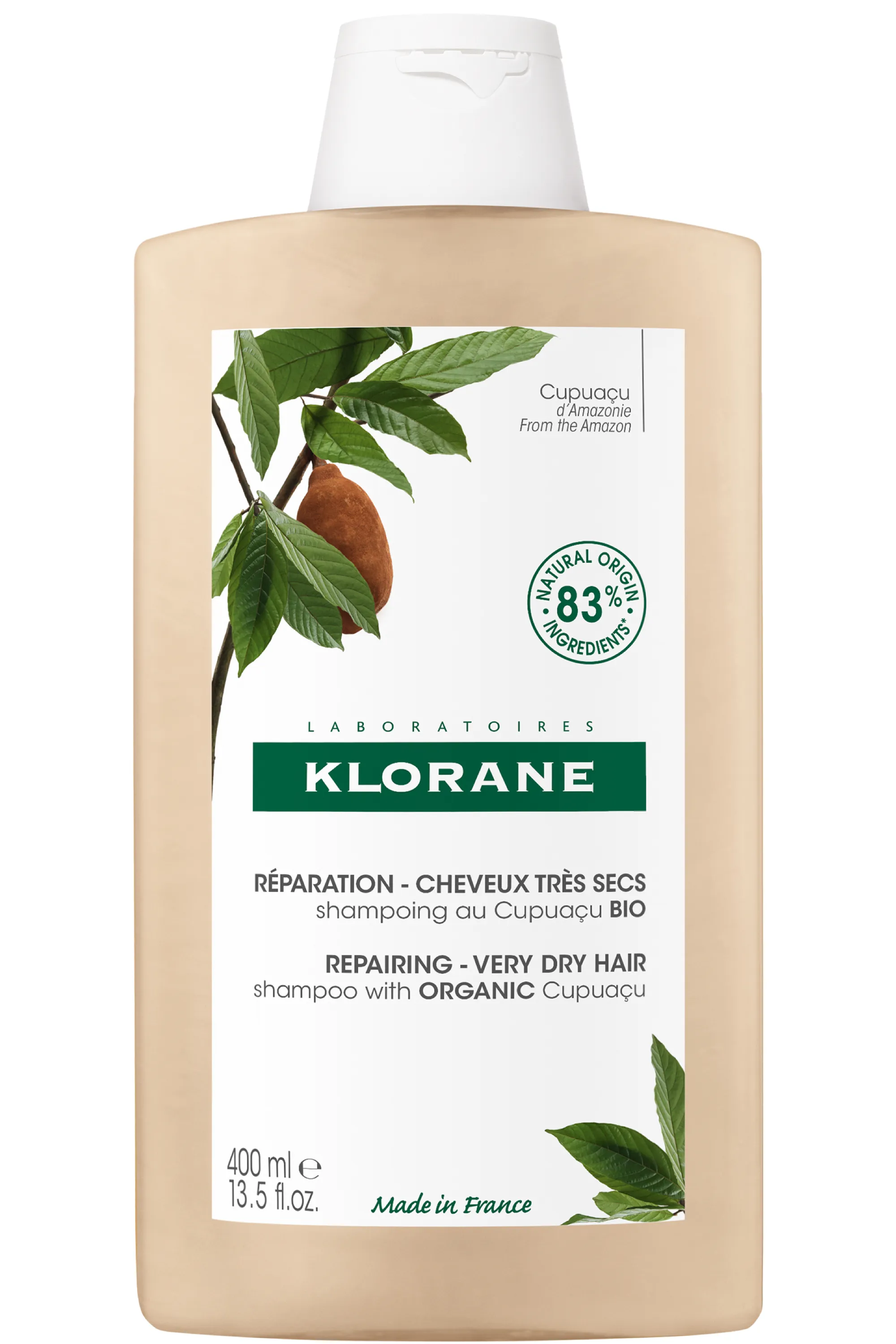Klorane Shampoing nutritif et réparateur au beurre de Cupuaçu bio-400 ml