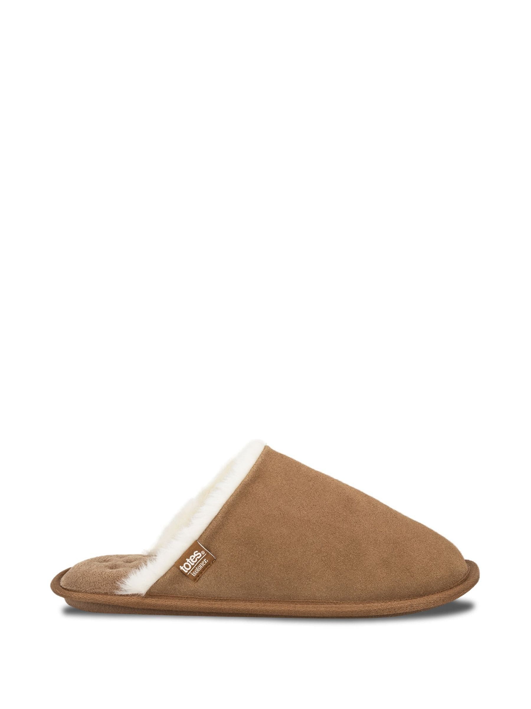 Totes Isotoner Mens Suede Mules With Water Repellency