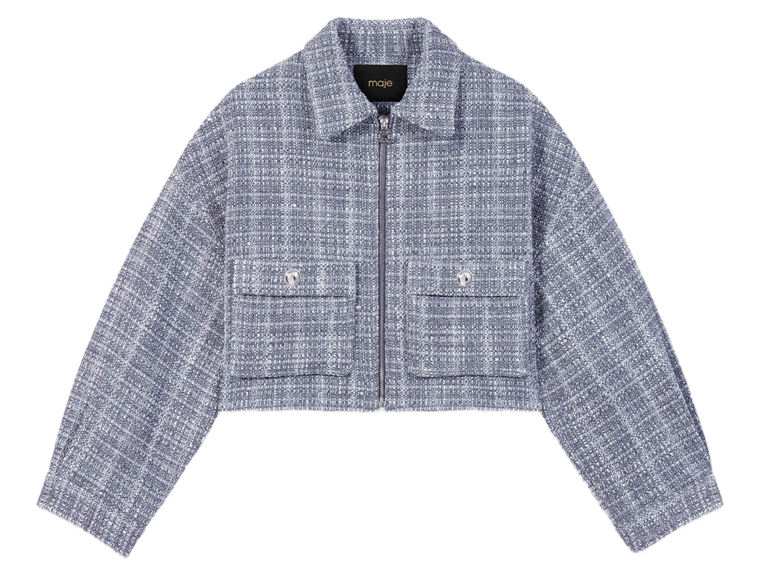 Blouson col classique ample en coton mélangé | Gris
