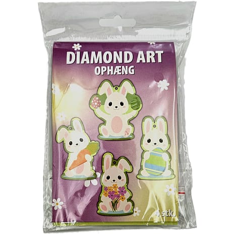 Påske diamond art ophæng 4-pak - flere varianter - assorteret