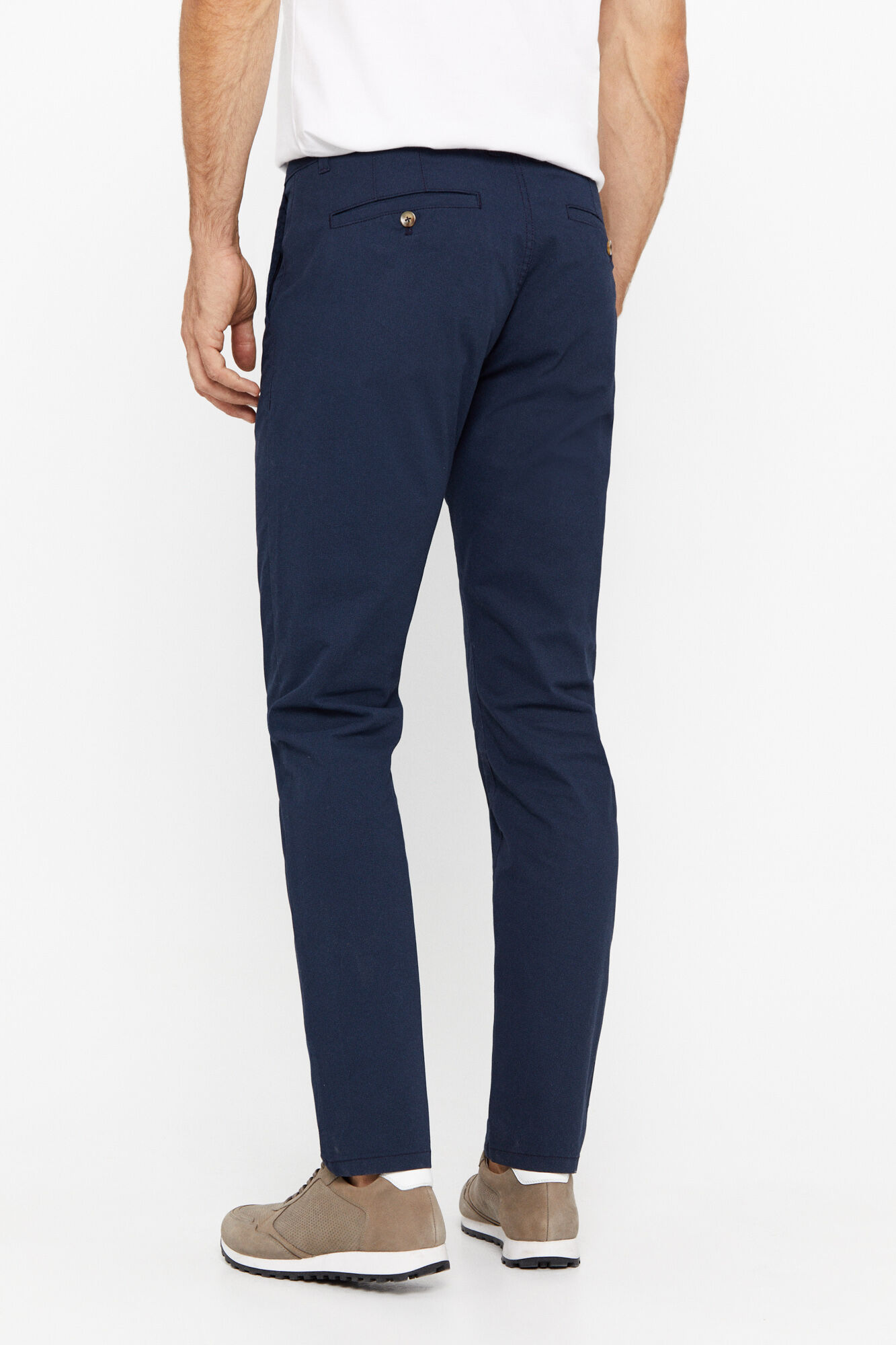 Calças chinesas slim com estampa - Azul escuro