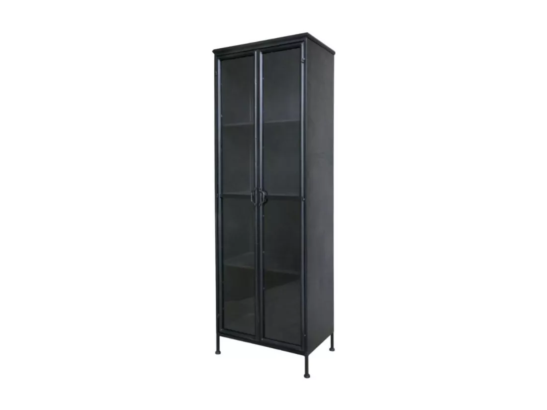 Armoire 2 portes rangement chambre salle de bain métallique noir 184cm