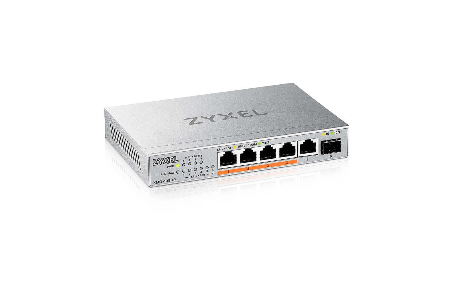 PoE++ Switch XMG-105HP 6 Port<br>Hochleistungs-2.5G Unmanaged Switch mit 10G Uplink – Effizienz für professionelle Netzwerkanforderungen