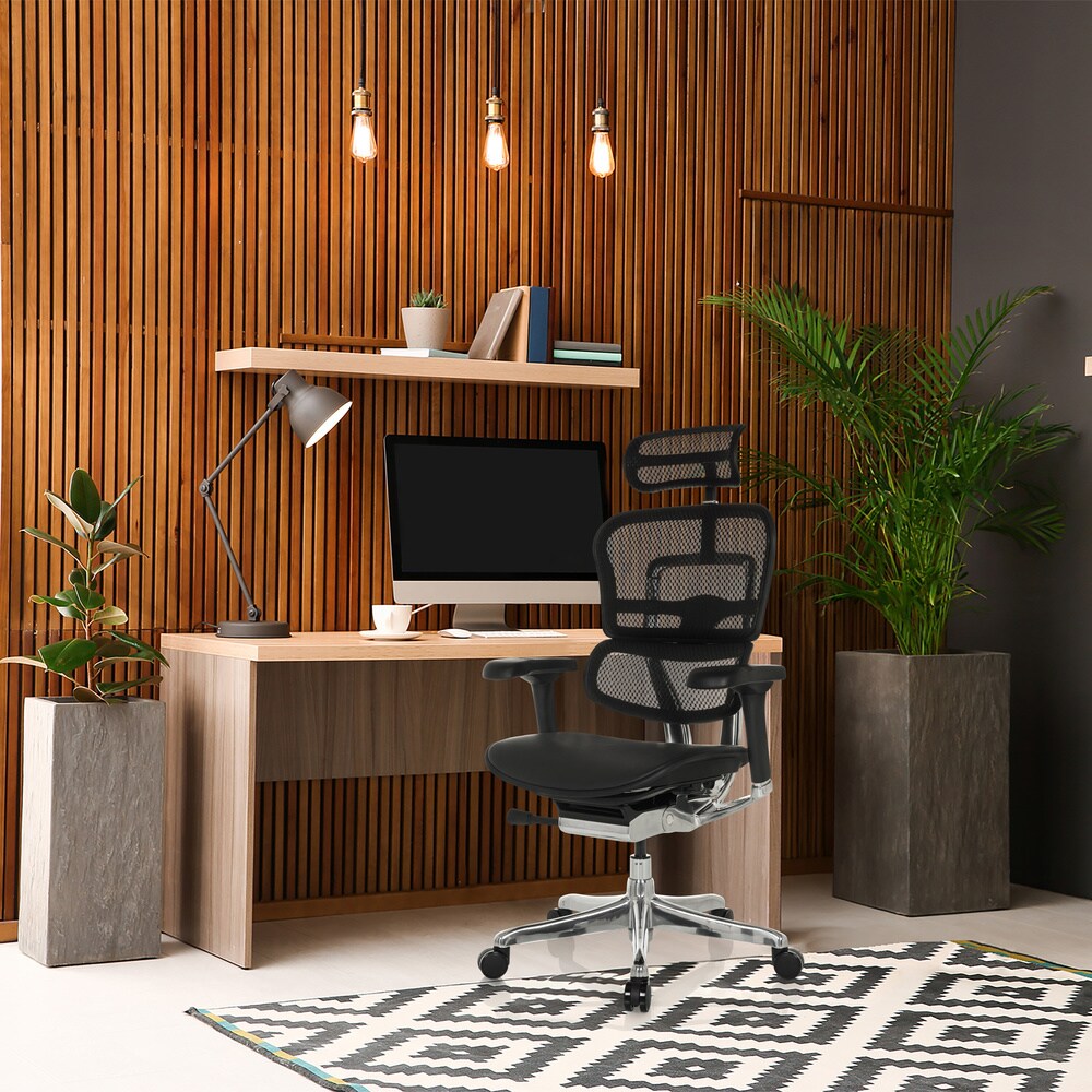 Luxus Chefsessel ERGOHUMAN GEN2 Leder/Netzstoff mit Armlehnen (höhenverstellbar) hjh OFFICE