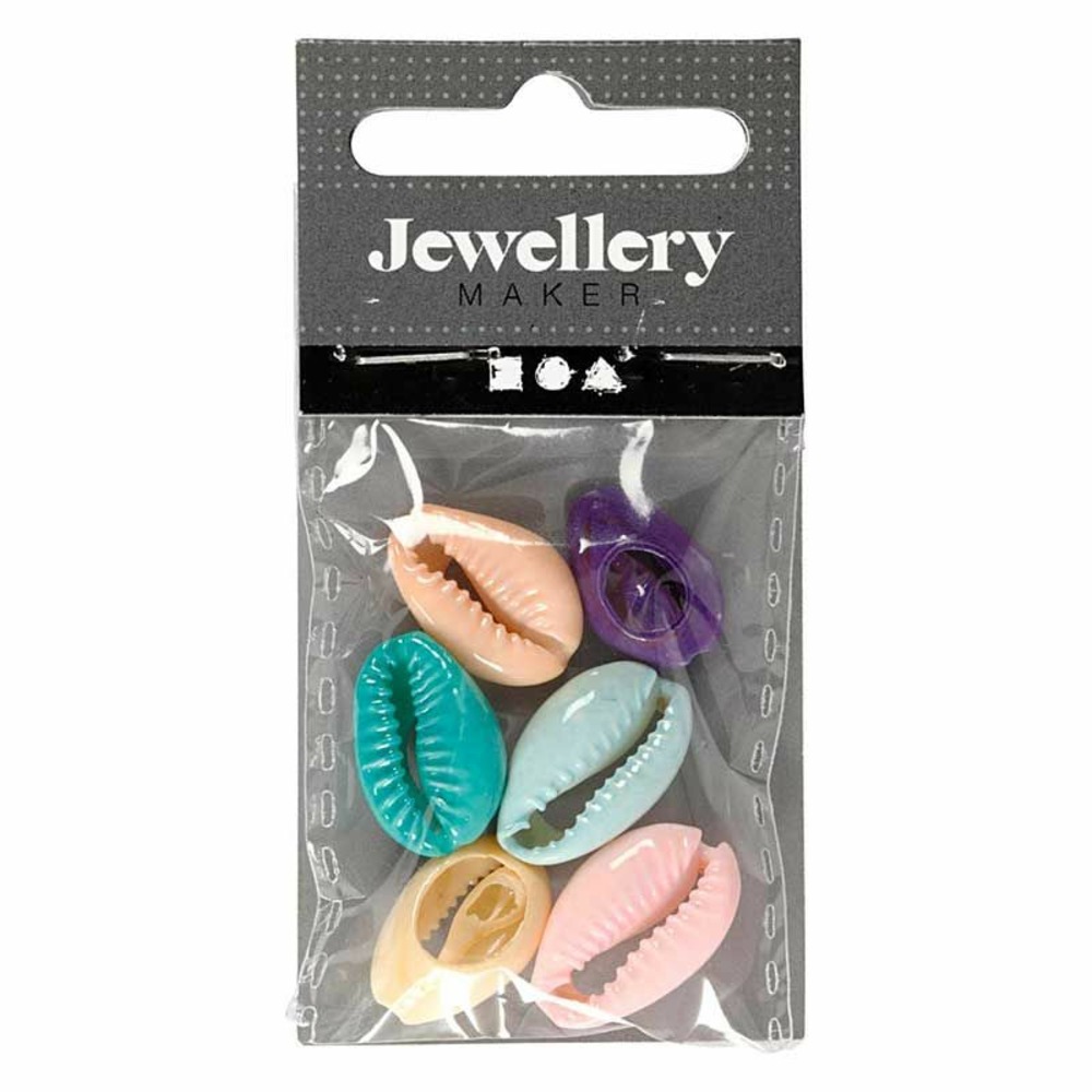 6 perles coquillage 20 mm - multicolore