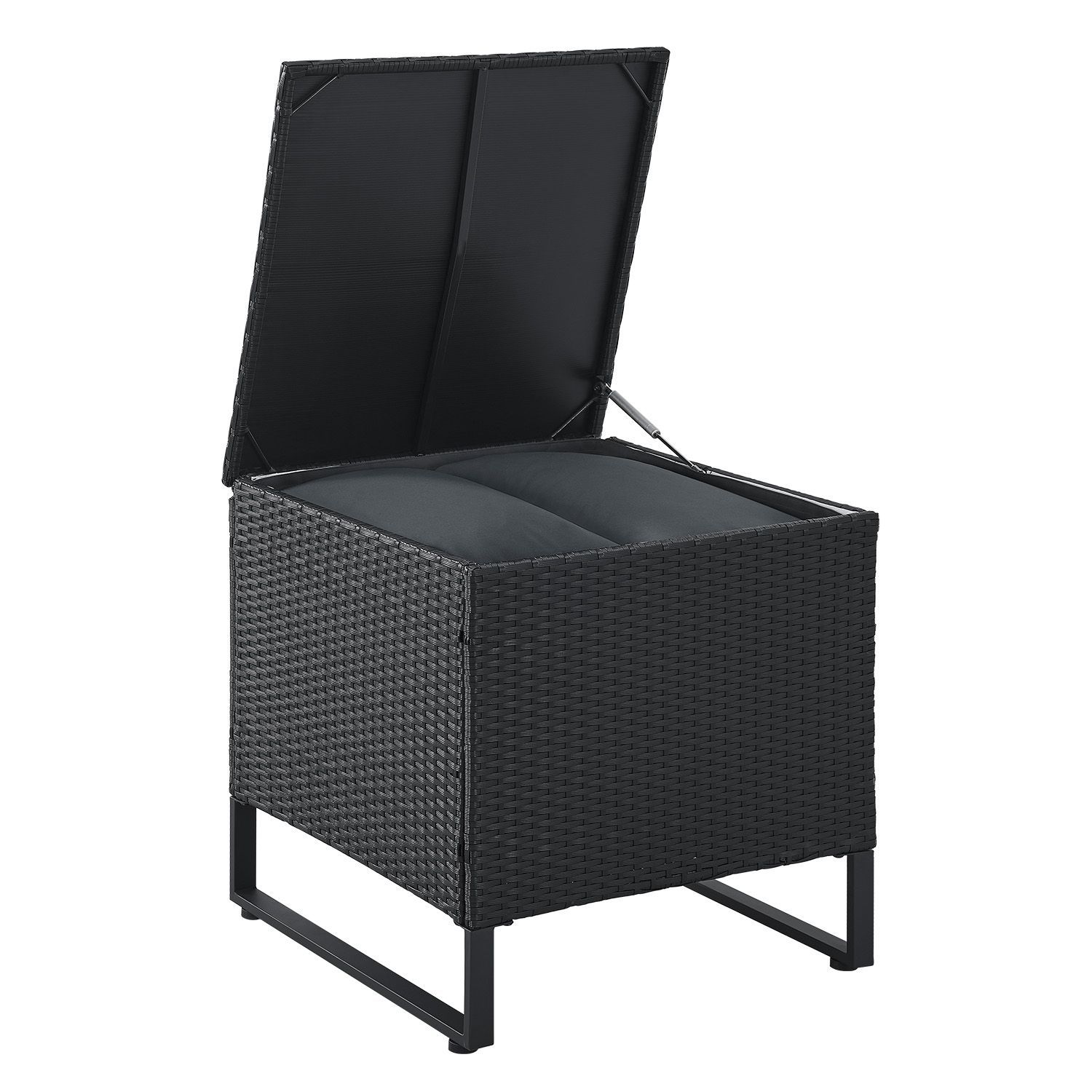 Juskys Polyrattan Lounge Santorini - Outdoor Sitzecke mit Beistelltisch & Auflagenbox - Schwarz