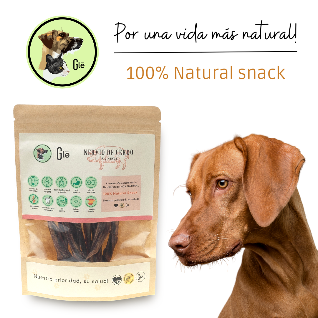 GLE PETS Nervos de porco desidratados, petiscos 100% naturais para cães