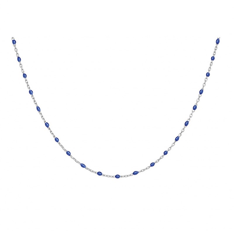 Collier sautoir argent - Olives bleu foncé
