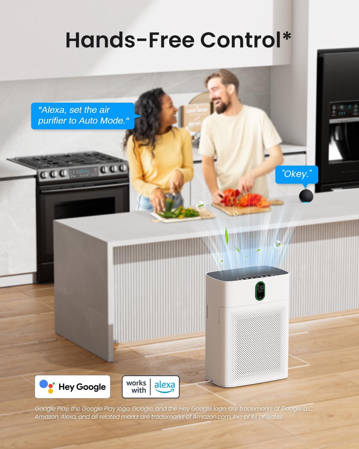 Luftreiniger für Allergiker, Air Purifier für Raucherzimmer, HEPA Filter Gegen Staub Pollen, CADR 300 m³/h für 100 m², 24 dB, Timer, Luftqualitäts-Feedback & Automodus, Mattweiß, 1 Pack+3 Modi