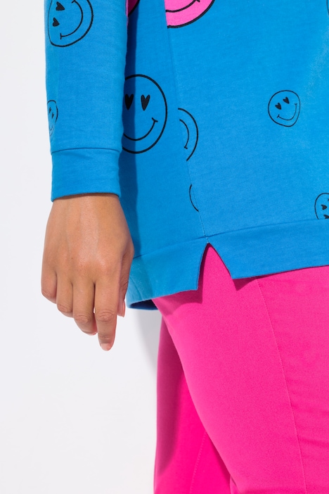 Sweatshirt, oversized, Farbverlauf Smiley, Langarm