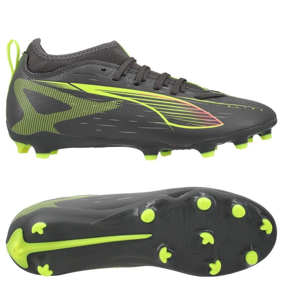 PUMA Ultra 5 Match FG/AG Audacity - Matte Aged Silver/Jaune/Argenté Enfant
