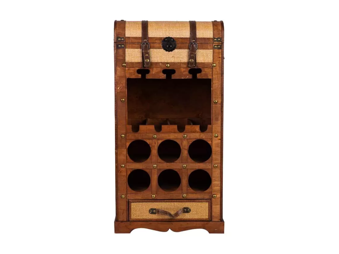 Coffre à bouteilles en bois marron 44x30x85h cm