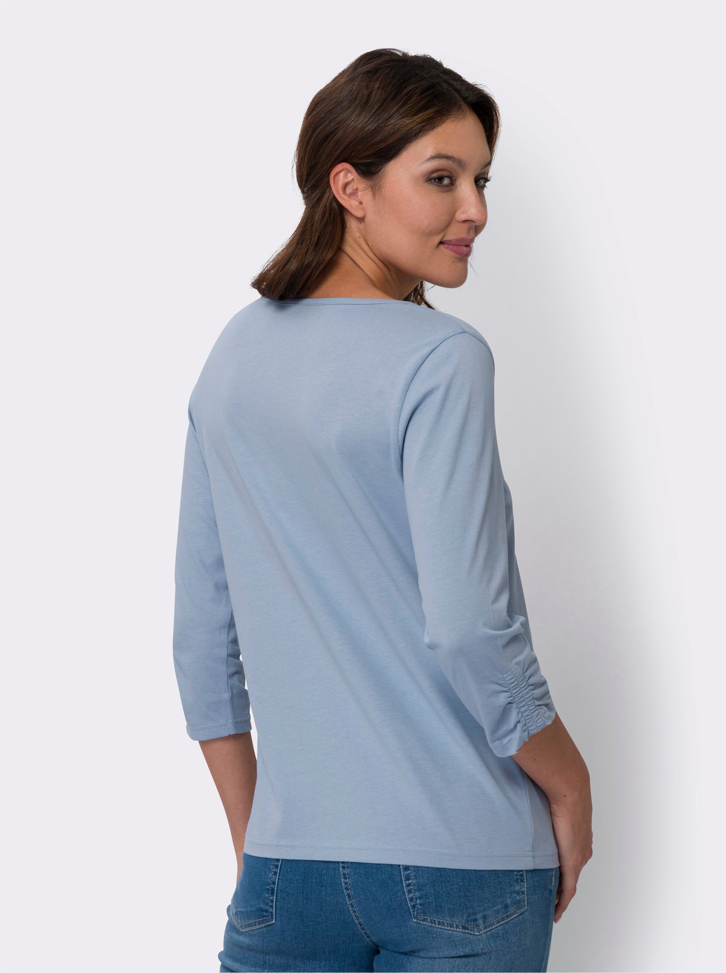 34-Arm-Shirt mit Raffungen